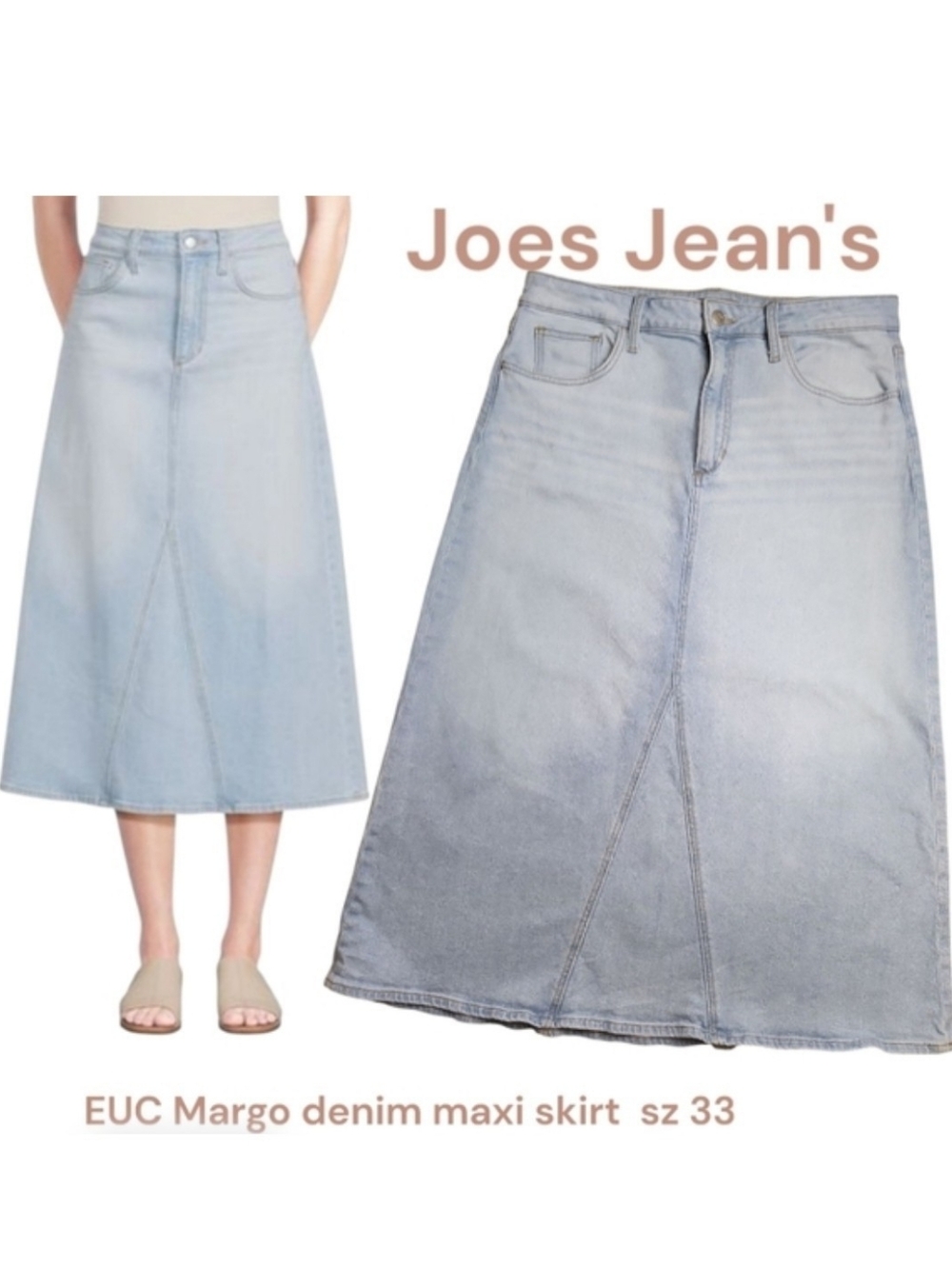 joes jeans Women denim maxi skirt margo 45GXLMAR6232 A-line Light Jean skirt 33